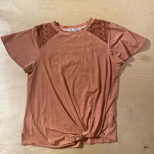 Jolt Women's Terracotta Lace Detail Tee Large (QS)